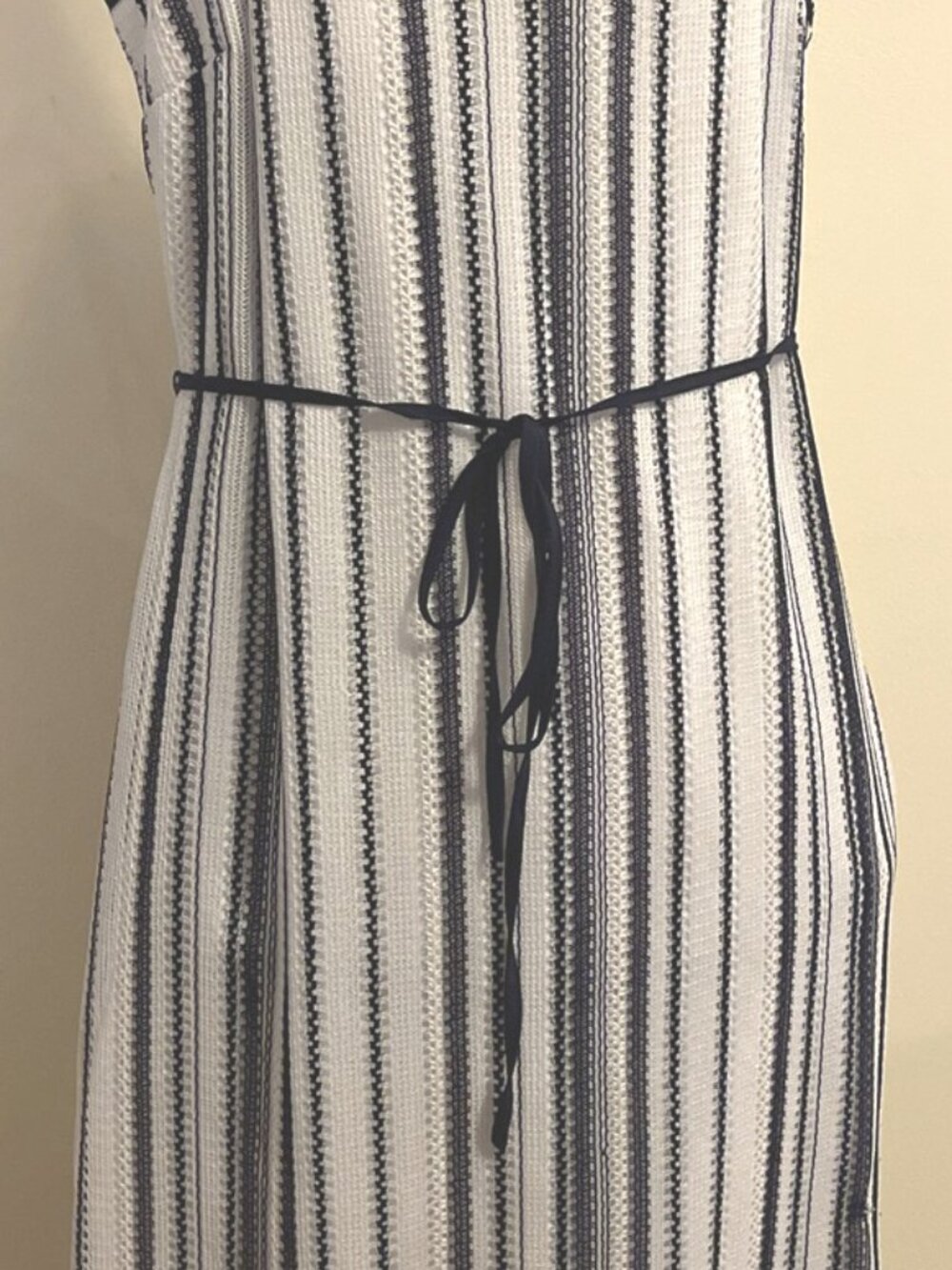 Sam Edelman Stripe Midi Dress NCWT Sleeveless Tie Waist Summer Resort Women L - Picture 2 of 7